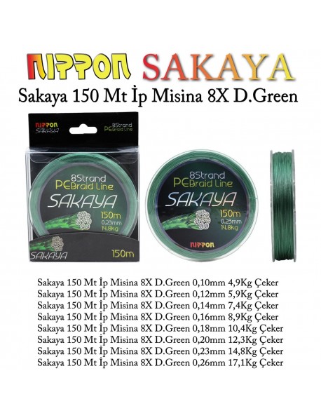 Sakaya 150 Mt İp Misina 8X D.Green