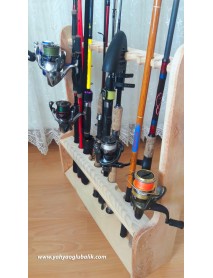 Ahşap kolay kurulumlu Pratik Olta Standı ( 10 Yuvalı )